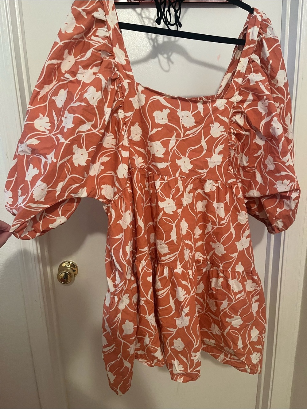 a new day Rust Floral Puff-Sleeve Midi Dress